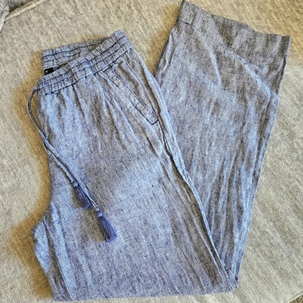 Talbots 100% Linen Pullon Drawstring Stretch Wome… - image 1